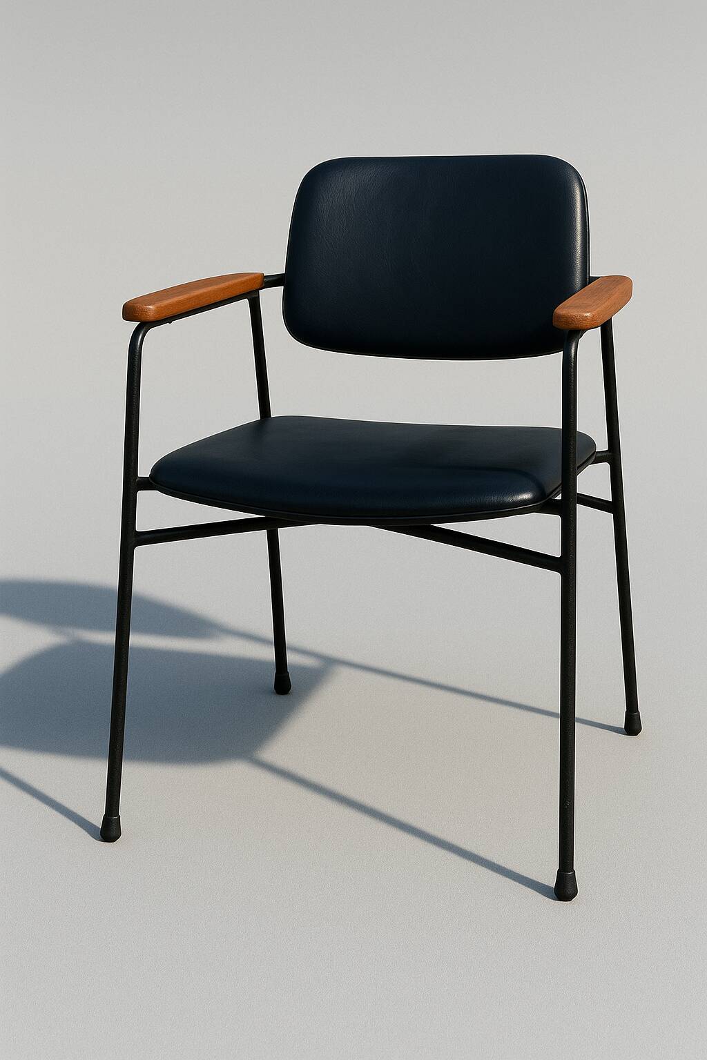 Armchair Eugen Schmidt, black faux leather model Coraline for Airborn 1960.