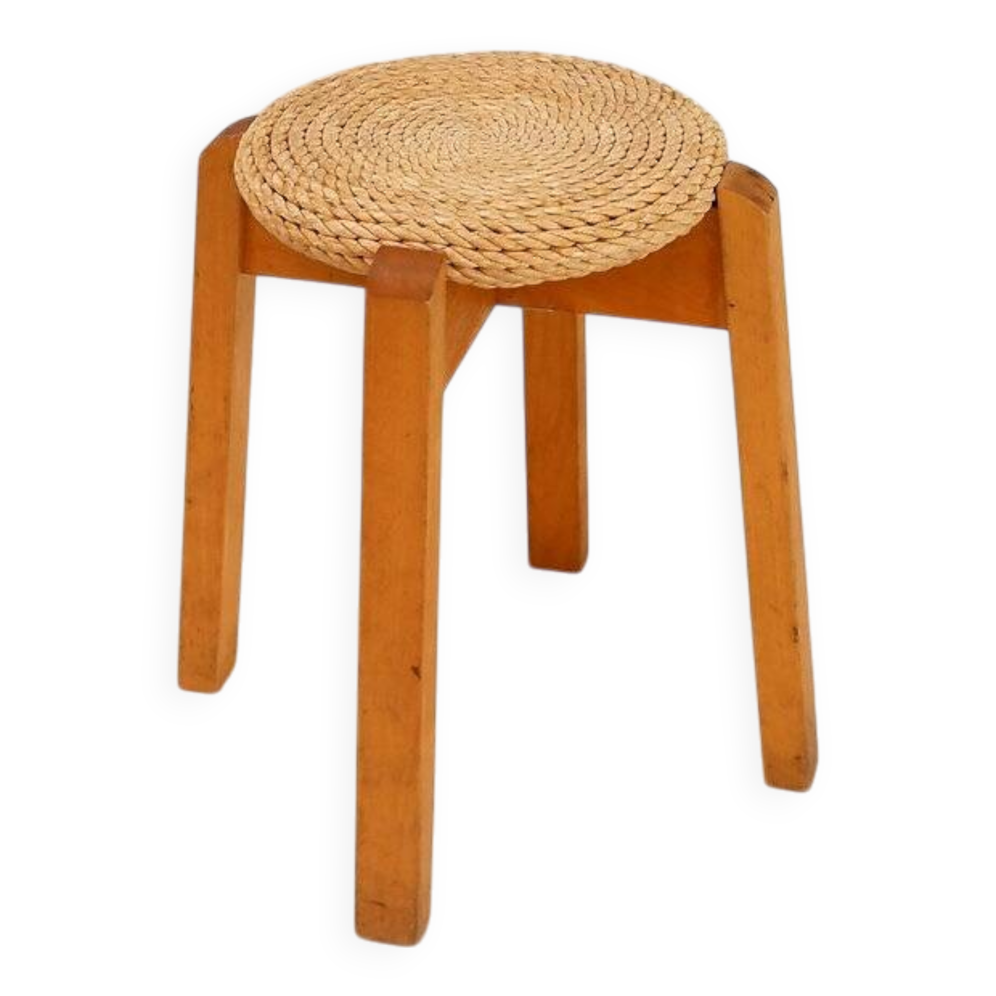 Vintage Four-Legged Organic Woven Stool