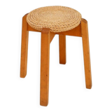 Vintage Four-Legged Organic Woven Stool