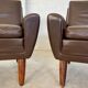 Vintage retro danish mid-century g. thams club chairs in coco brown leather