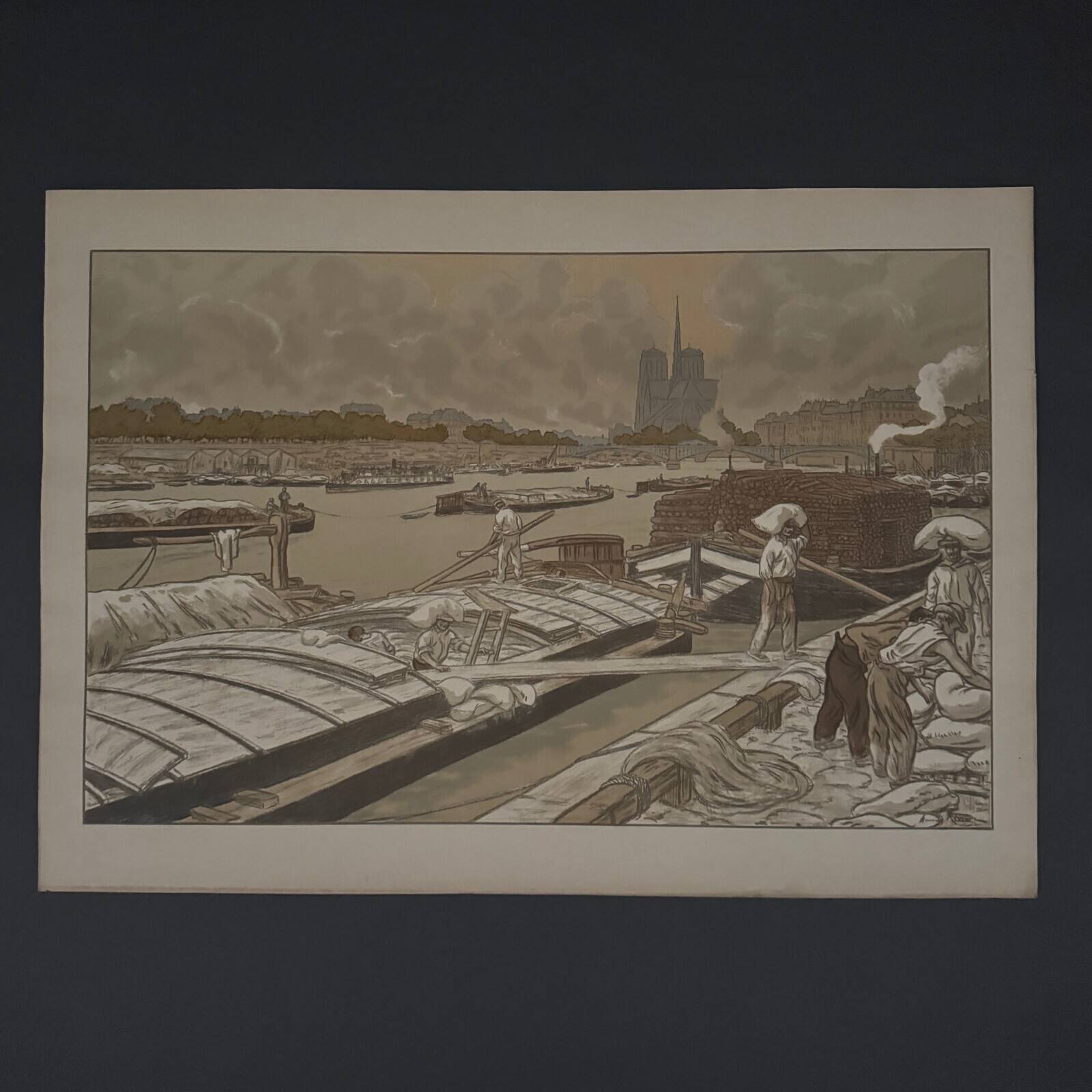 Lithographie par Henri Rivière Paysages Parisiens - Quai d'Austerlitz