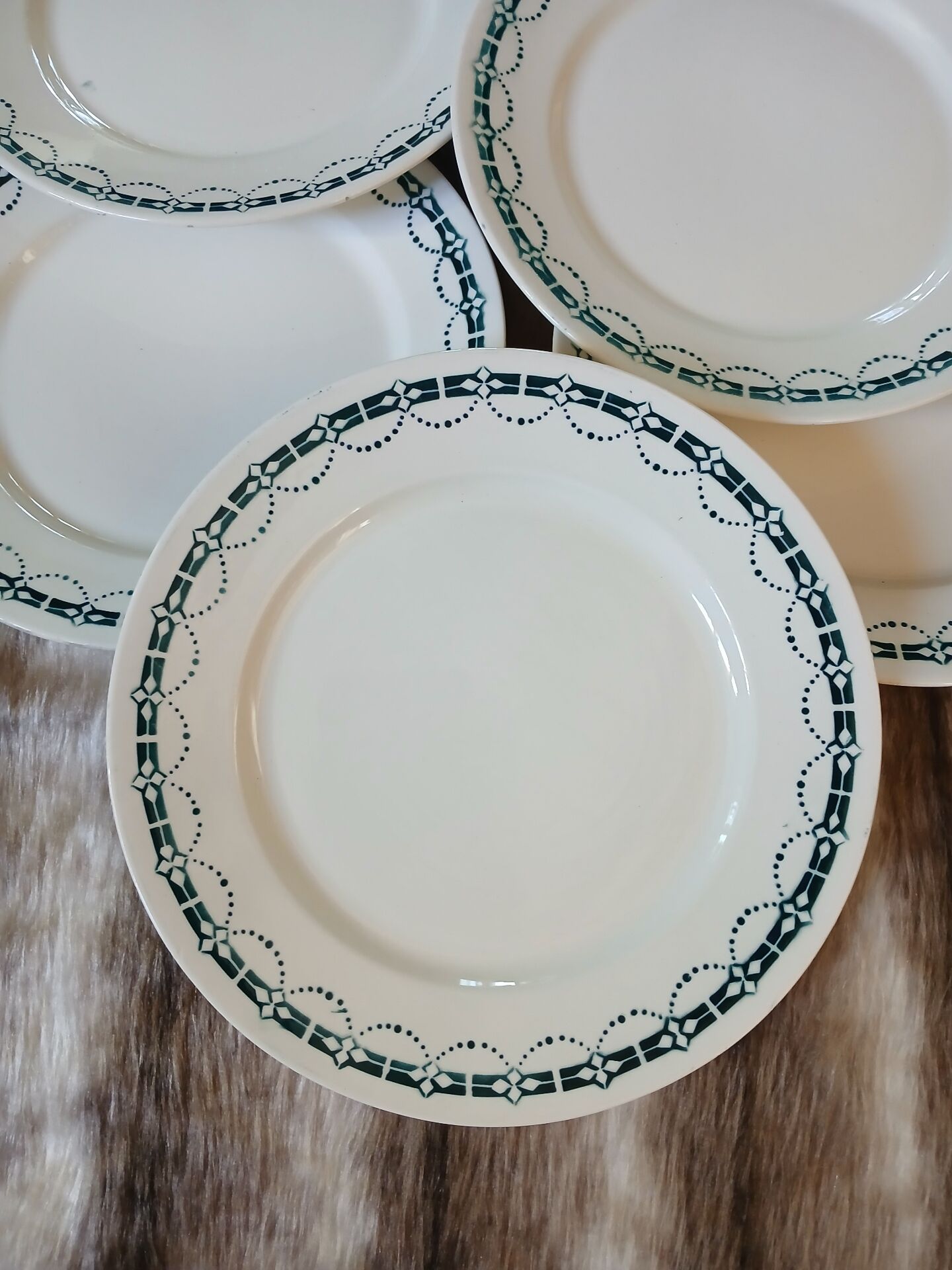 6 assiettes plates anciennes en Terre de fer