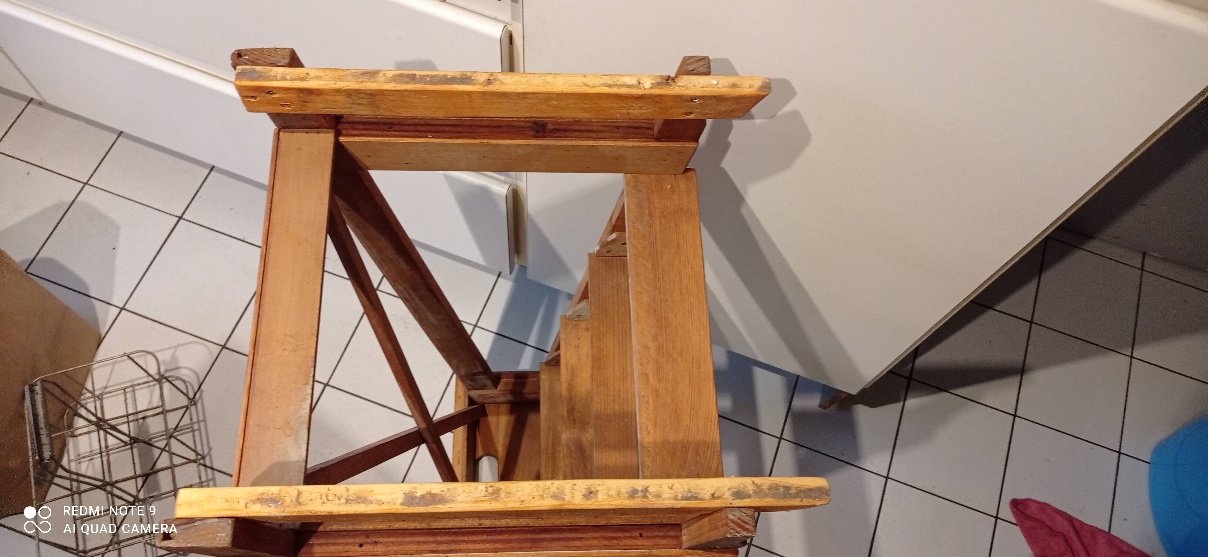 Old vintage wooden painter's stepladder