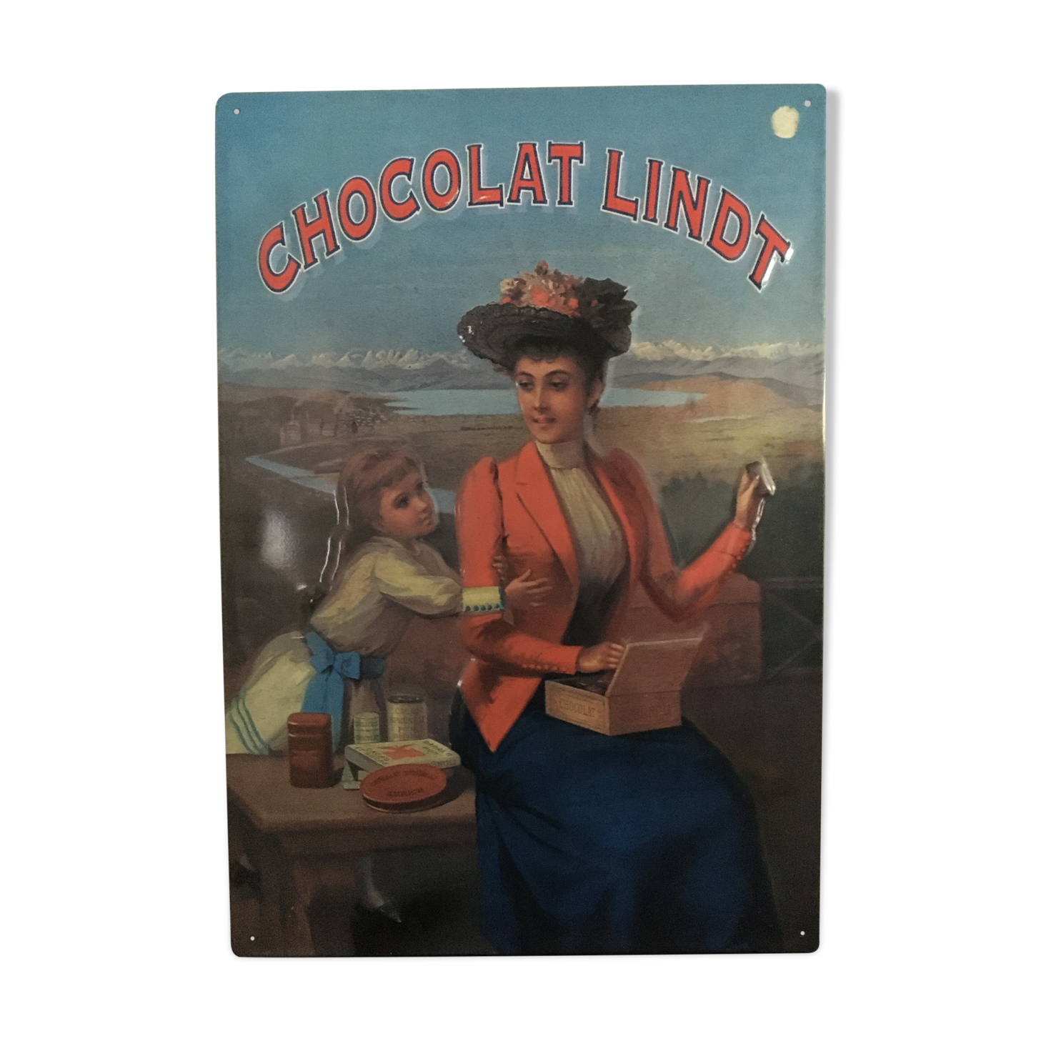 Lindt chocolate metal advertising plate