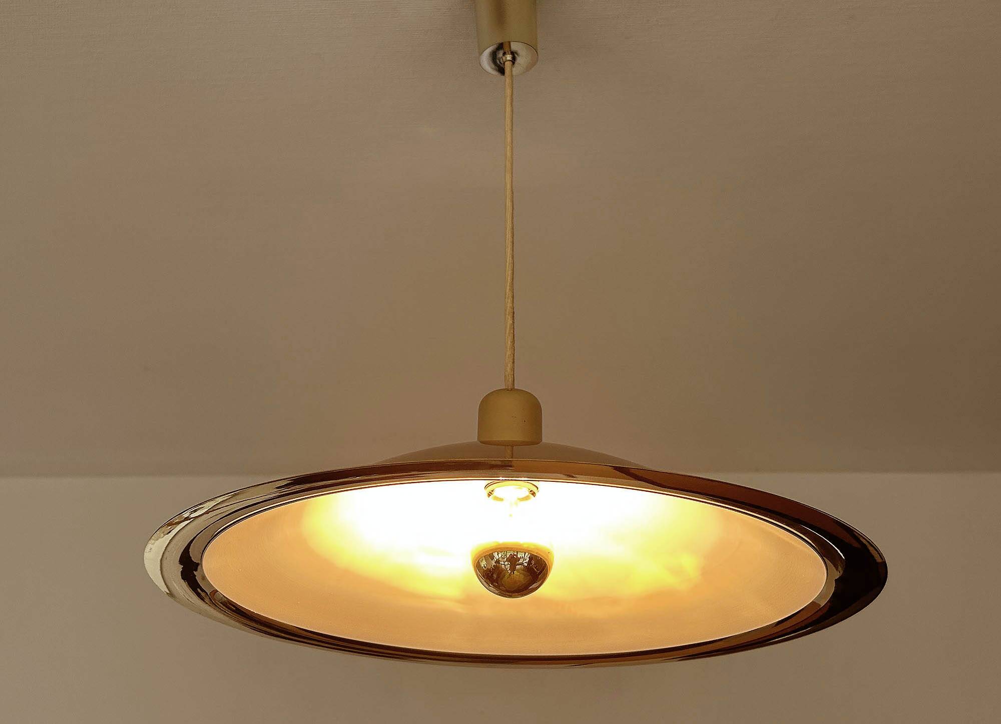Large Scandinavian Pendant Light in Brass