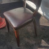 Lot of leather and vintage wood chairs