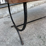 Rustic oak wrought iron bench