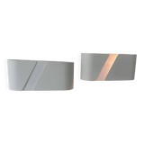 Pair of wall lights in matt white metal and perspex, Holland 1980