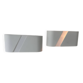 Pair of wall lights in matt white metal and perspex, Holland 1980