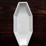 Antique octagonal serving dish from Creil and Montereau - Perles pattern - Pale blue-grey