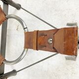 Mid century iron and leather coffee table, 1950s