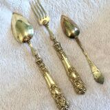 Golden cutlery in vermeil Style Louis XIV Period Napoleon III 19th century