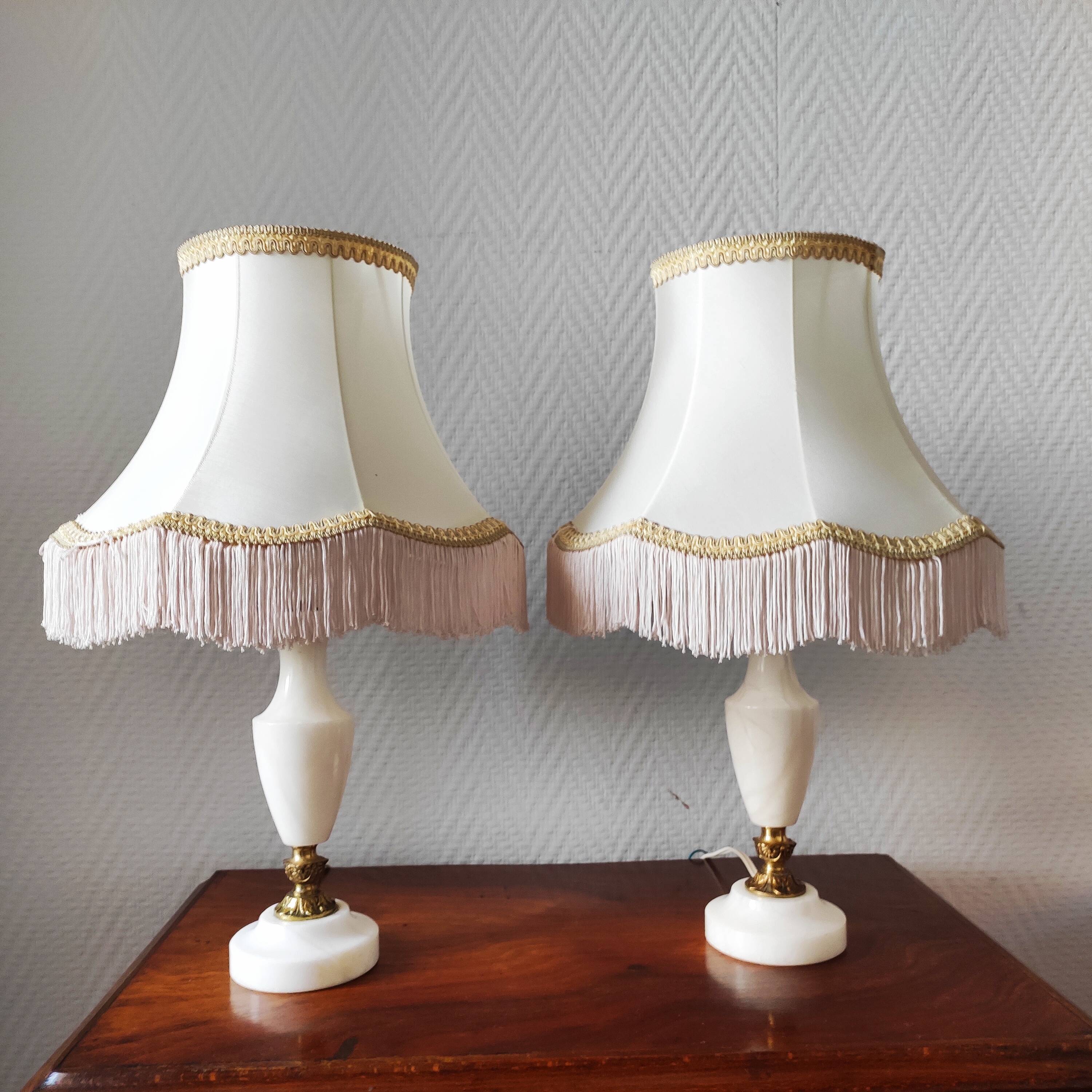 Pair of vintage alabaster lamps