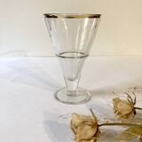 4 glass dessert bowls with gold rims, La Rochère, France