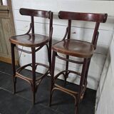 Paire de tabourets de bar à dossier