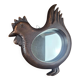 Vintage carved wooden chicken-shaped wall mirror.