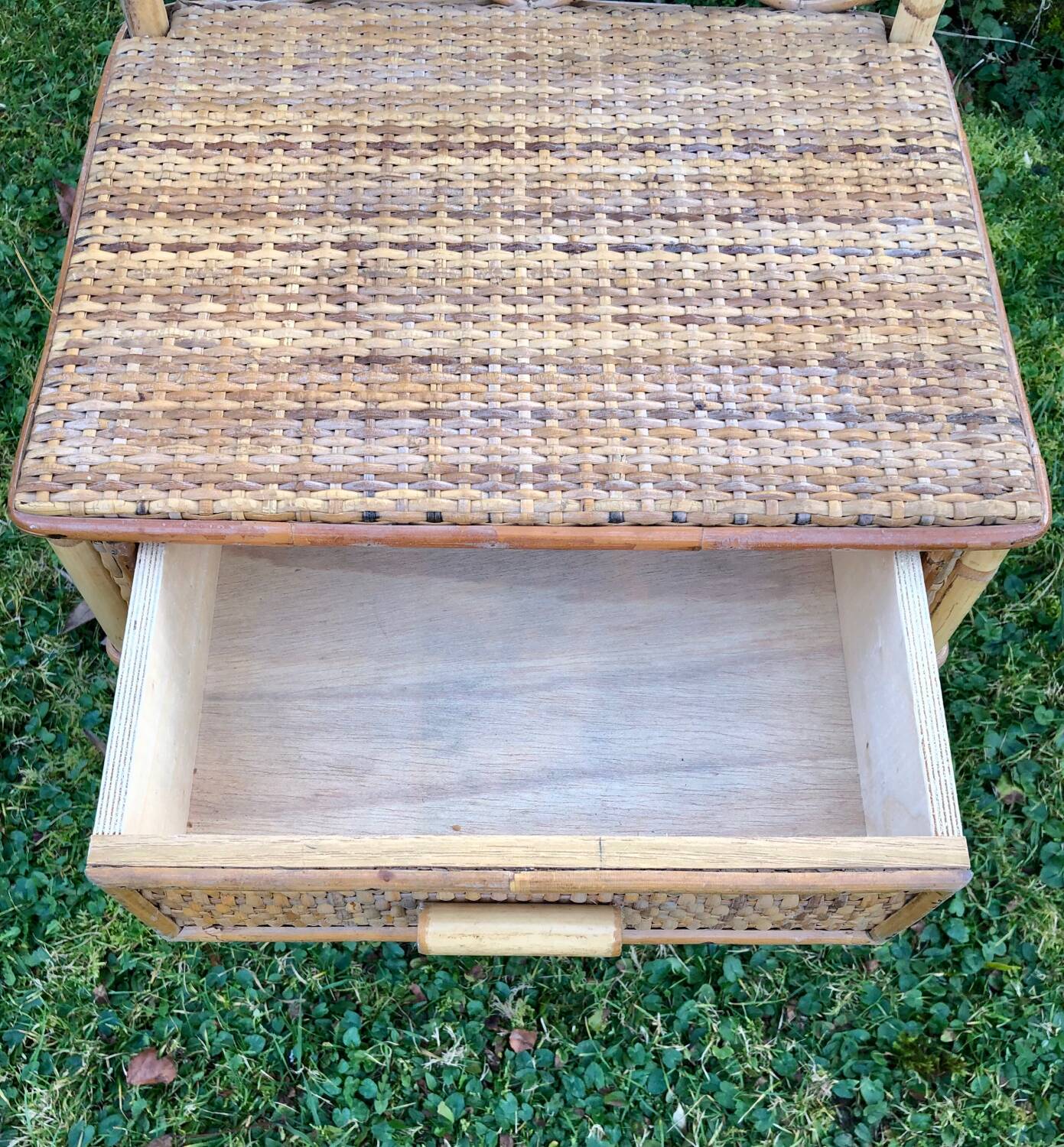 Vintage rattan bedside table
