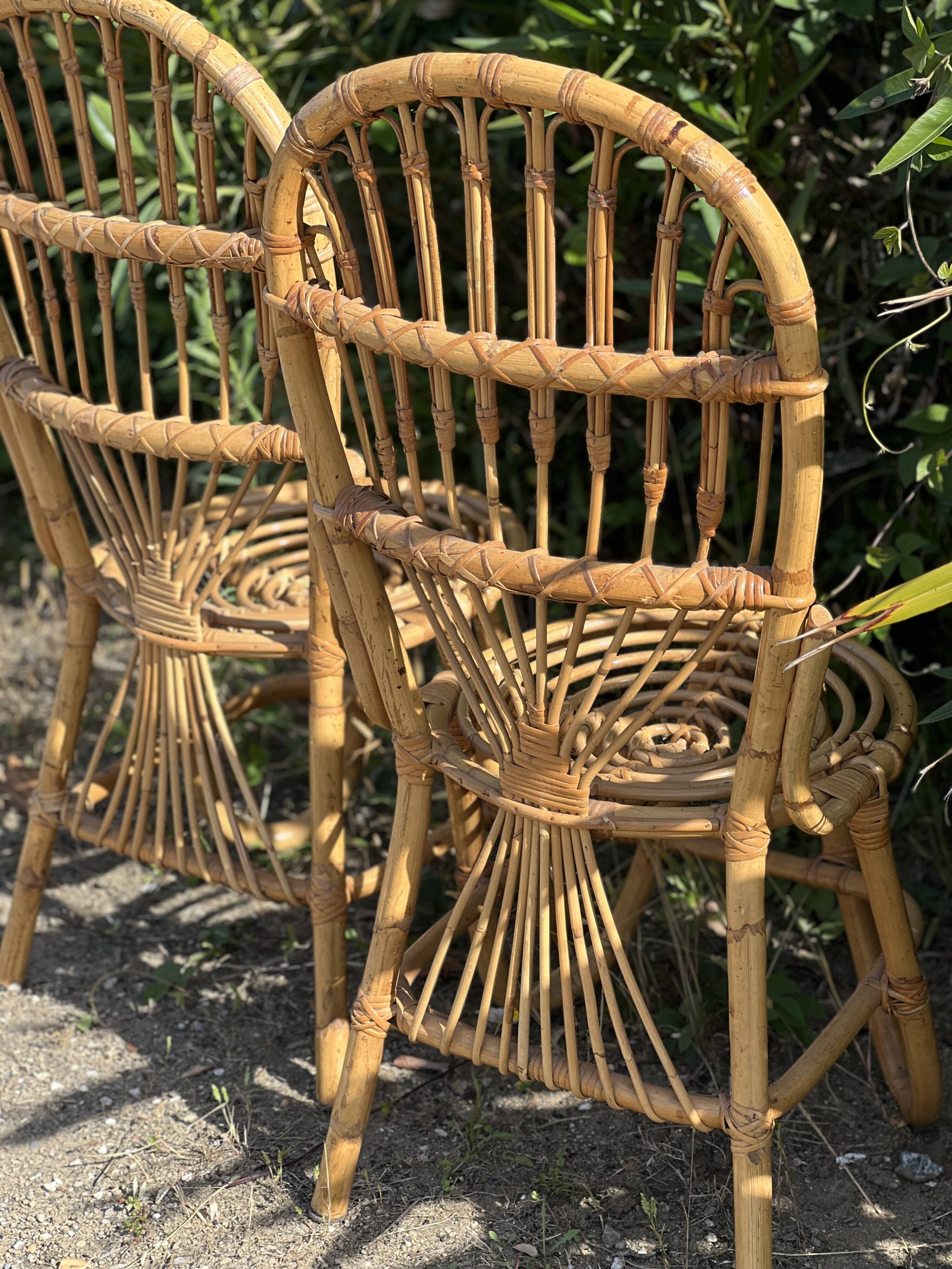 Paire de chaises en rotin