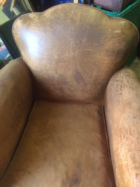 Old leather club armchair