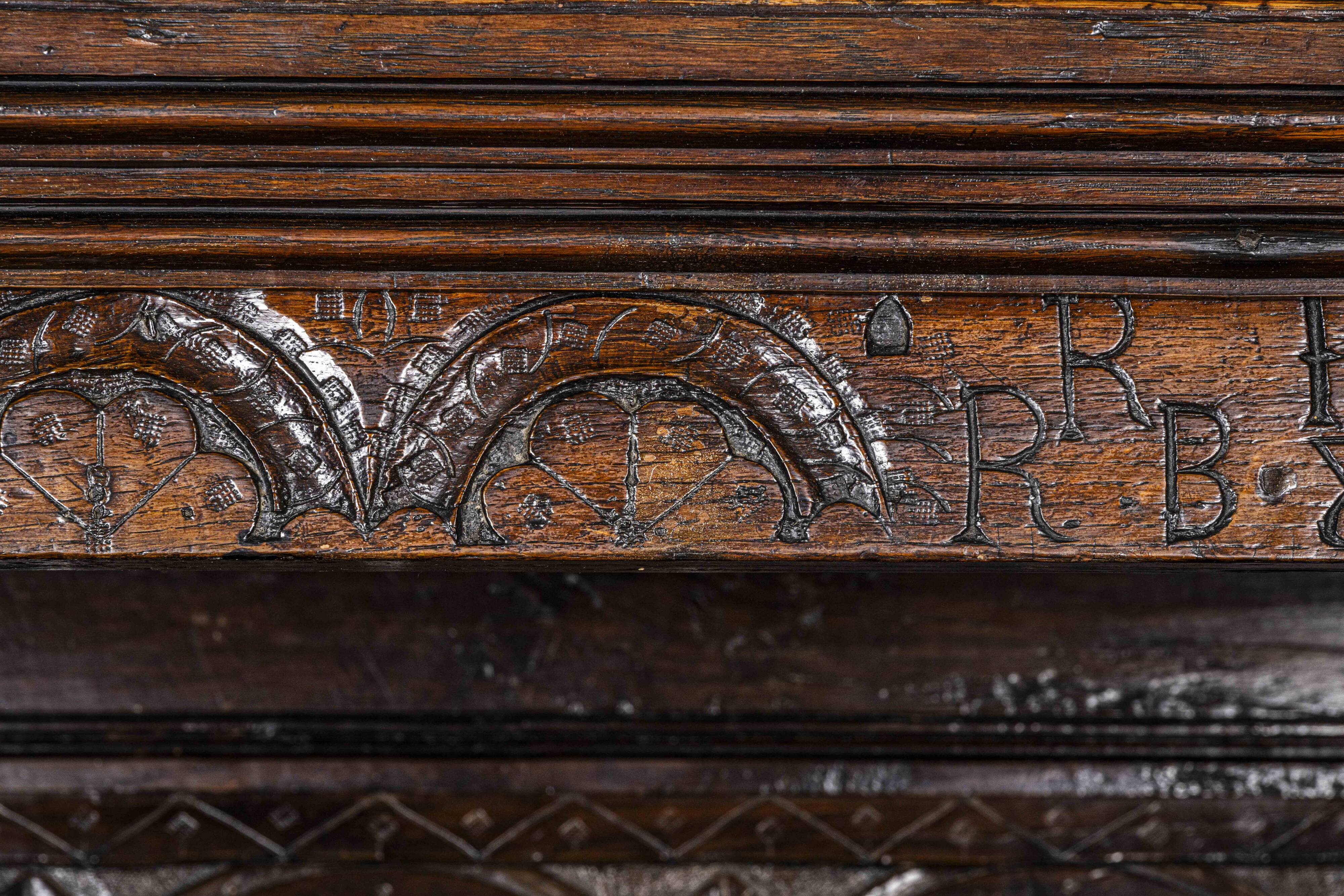 Charles II Oak Plaque, 1684, Set of 3