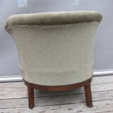 Khaki velvet barrel armchair