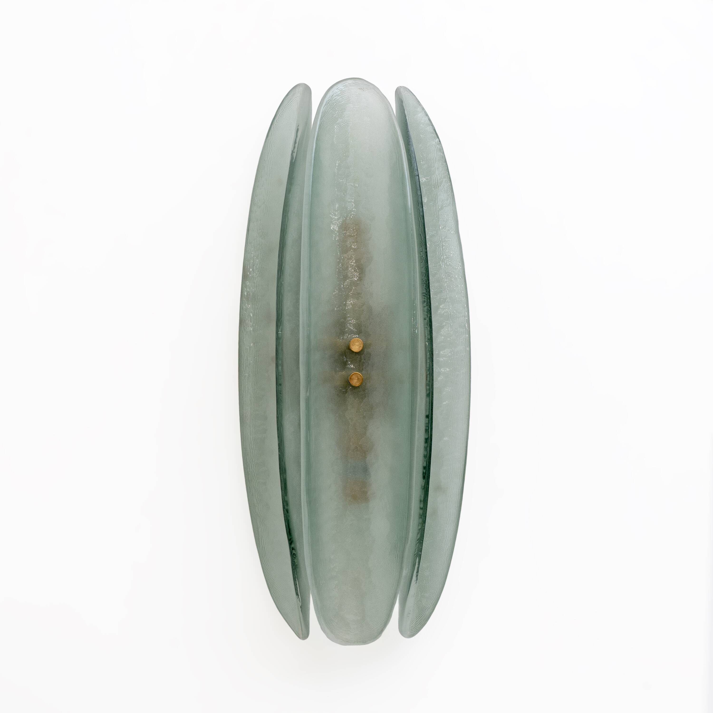 Pair of Mid-century Modern Aqua Green Murano Glass Sconc