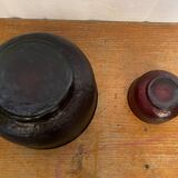 Salad bowl + 6 vintage ARCOROC Sierra molded glass bowls, ruby red, Vinta