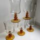 Set of 5 glasses with amber feet 70s