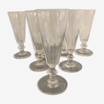 7 old blown glass flutes