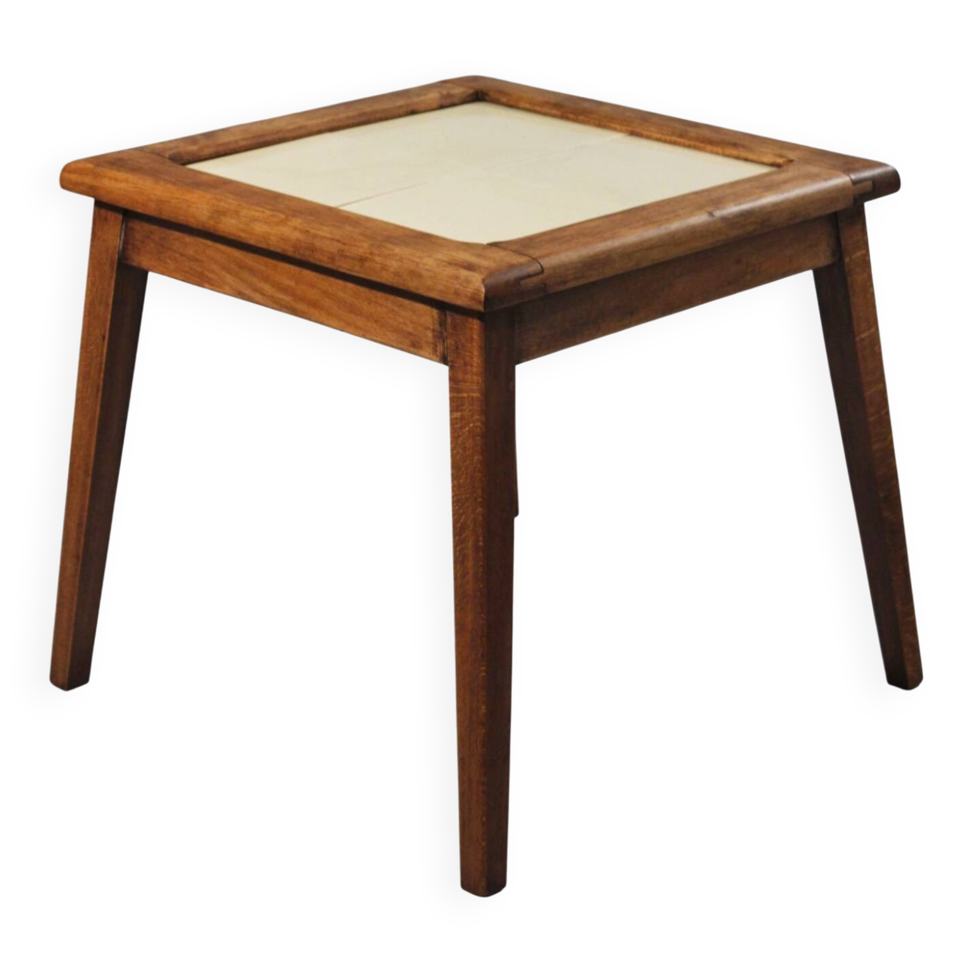 Vintage plant stand side table wood & ceramic 1950s