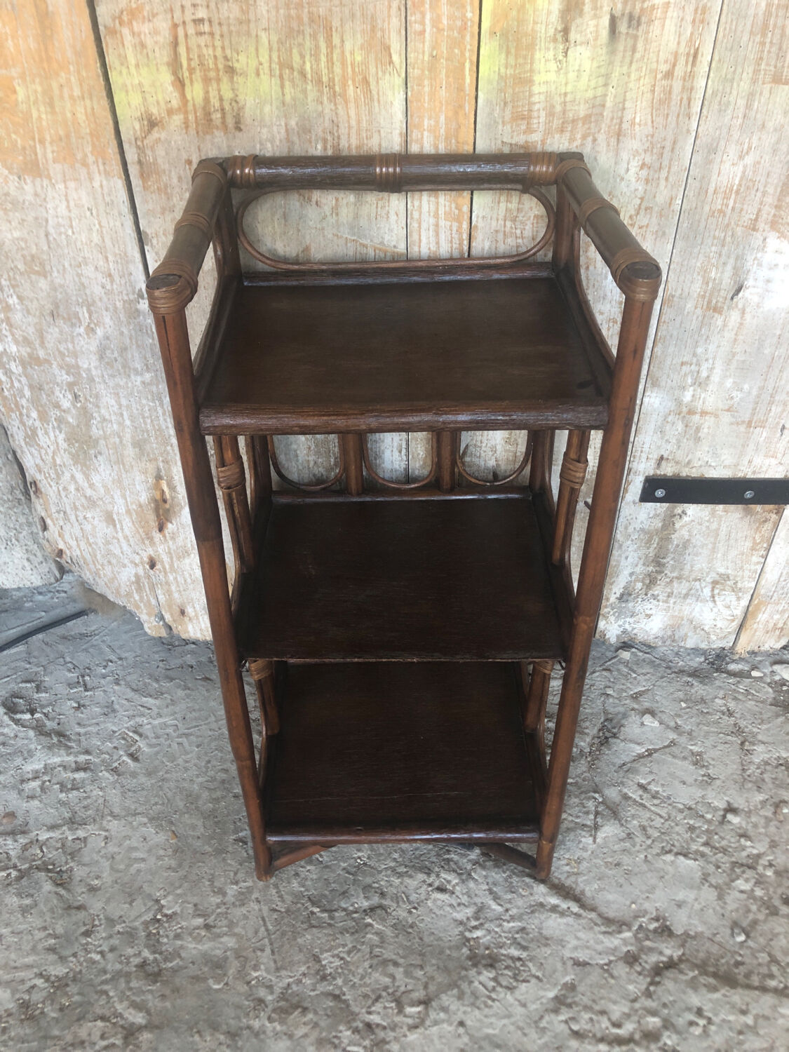 Vintage rattan shelving accent cabinet