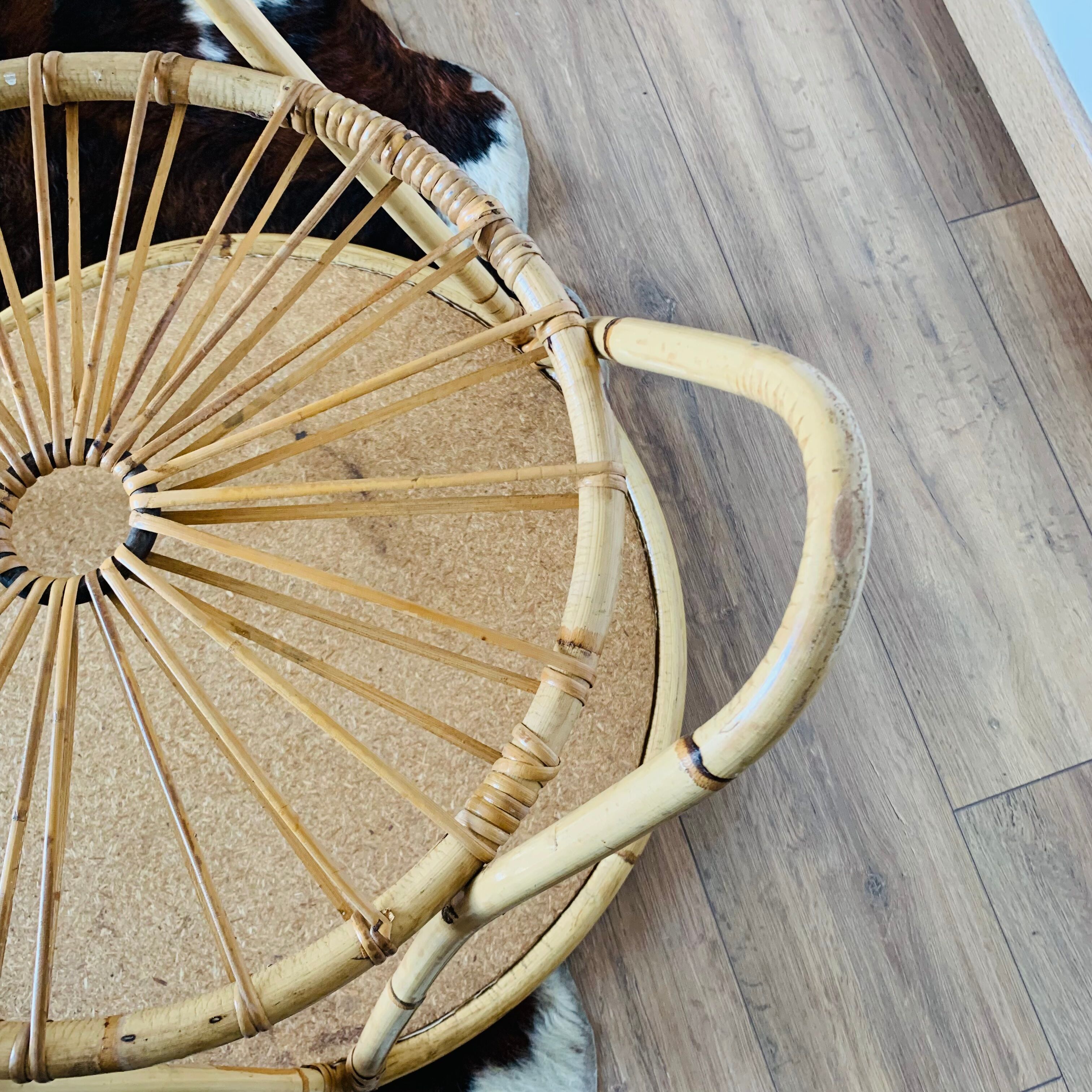 Rattan tripod coffee table