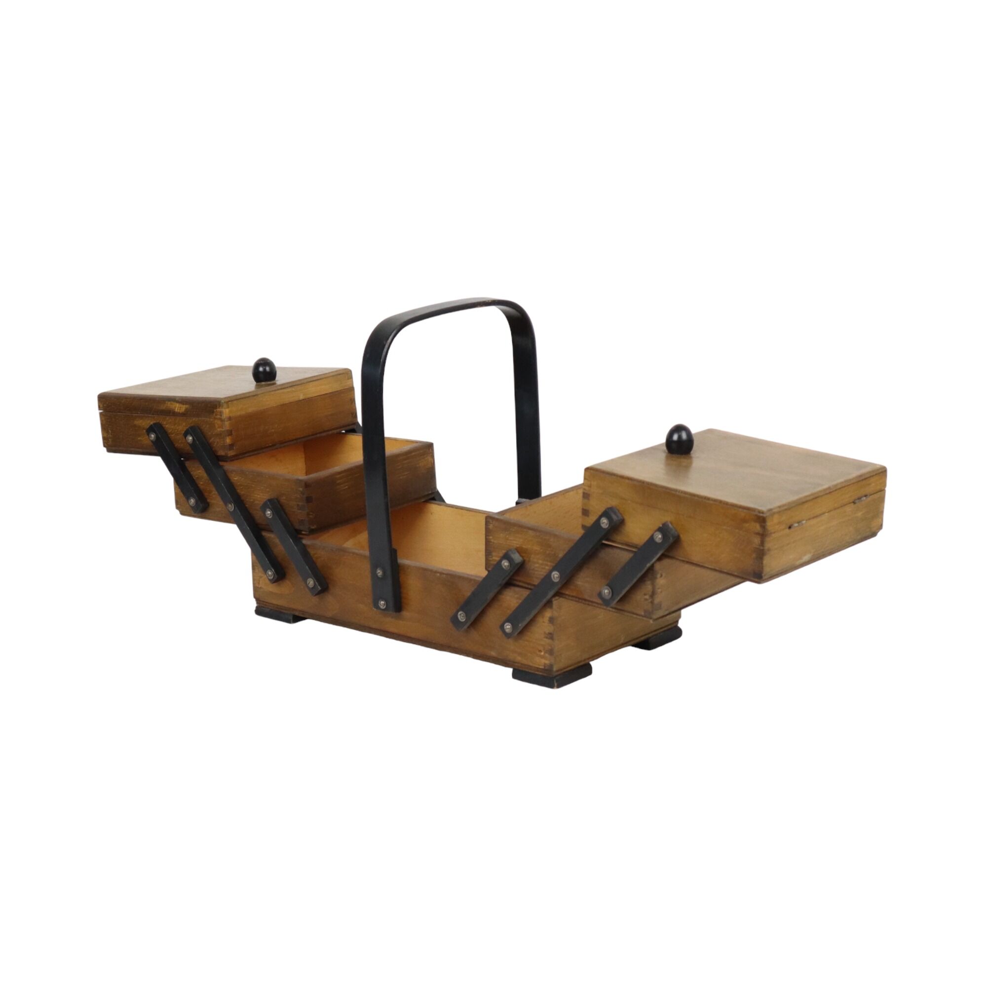 Vintage beech wood sewing box