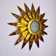 Applique florale soleil brutaliste, métal doré, Italie, 1970