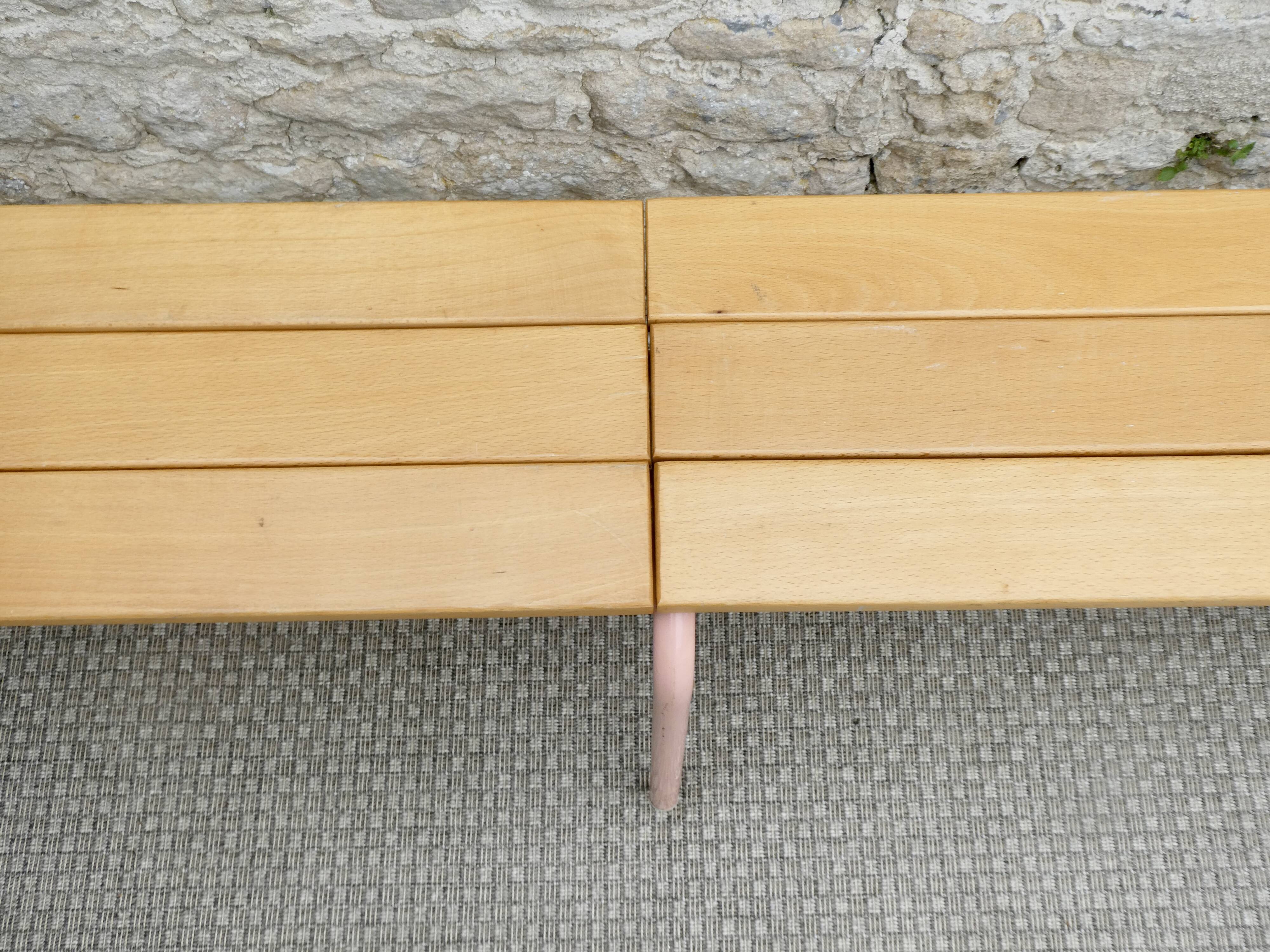 Wooden and metal school bench from the 80s