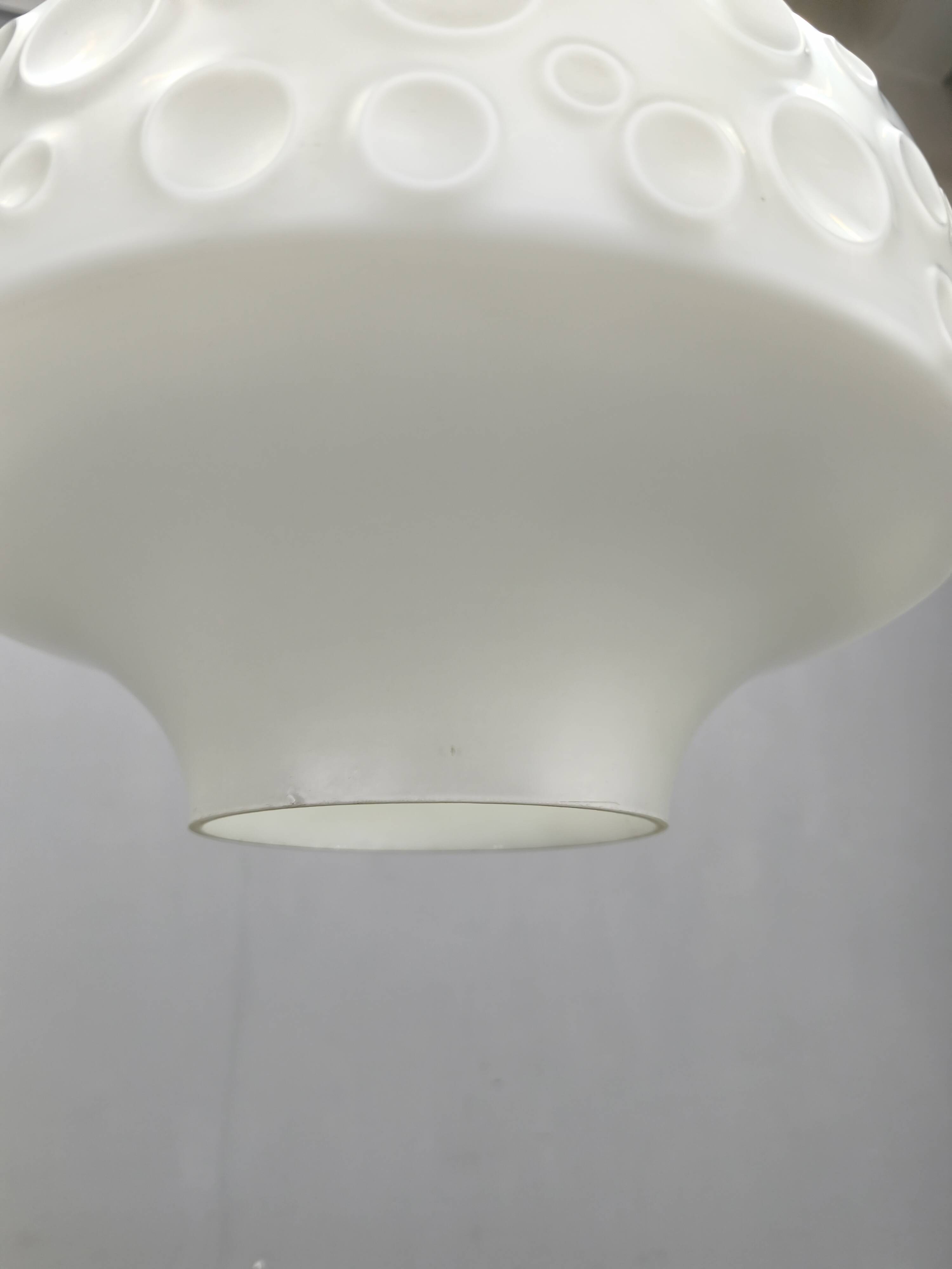 Suspended globe lamp in opaline glass, Czechoslovakian, 1970s.