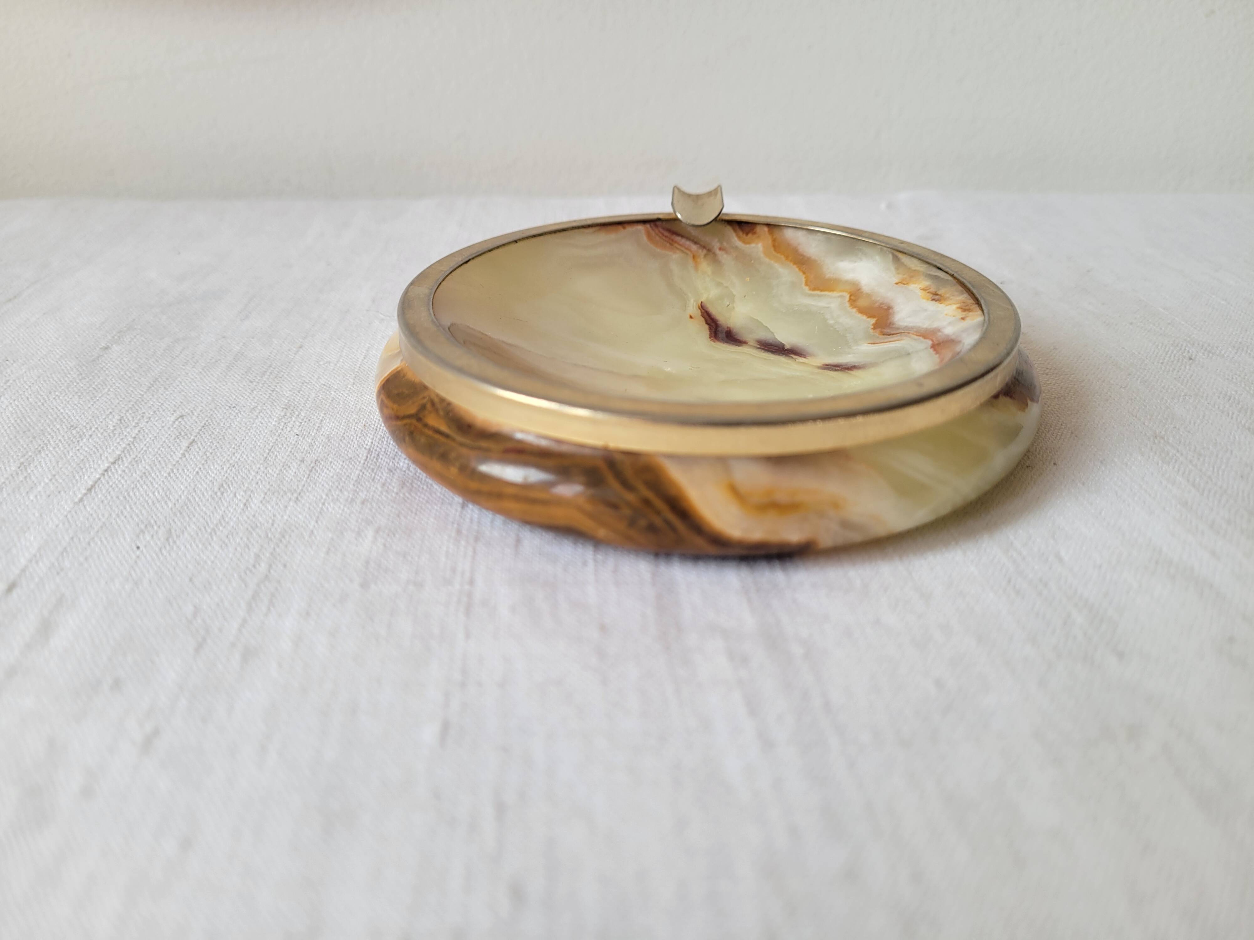 Onyx and brass ashtray