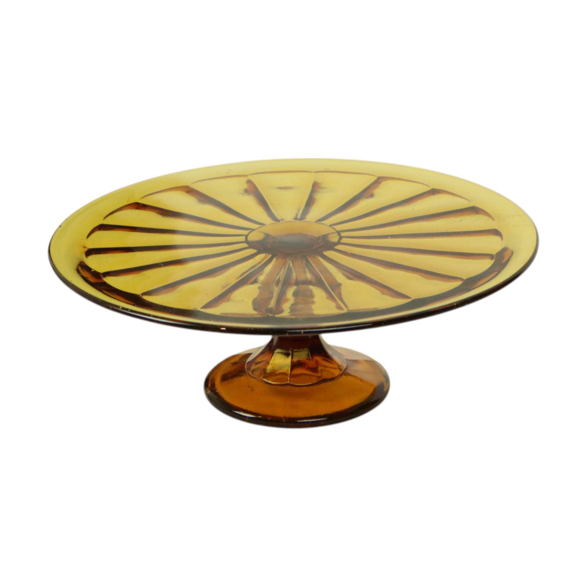 Amber Art Deco Cake Stand Pastry Dish Scailmont