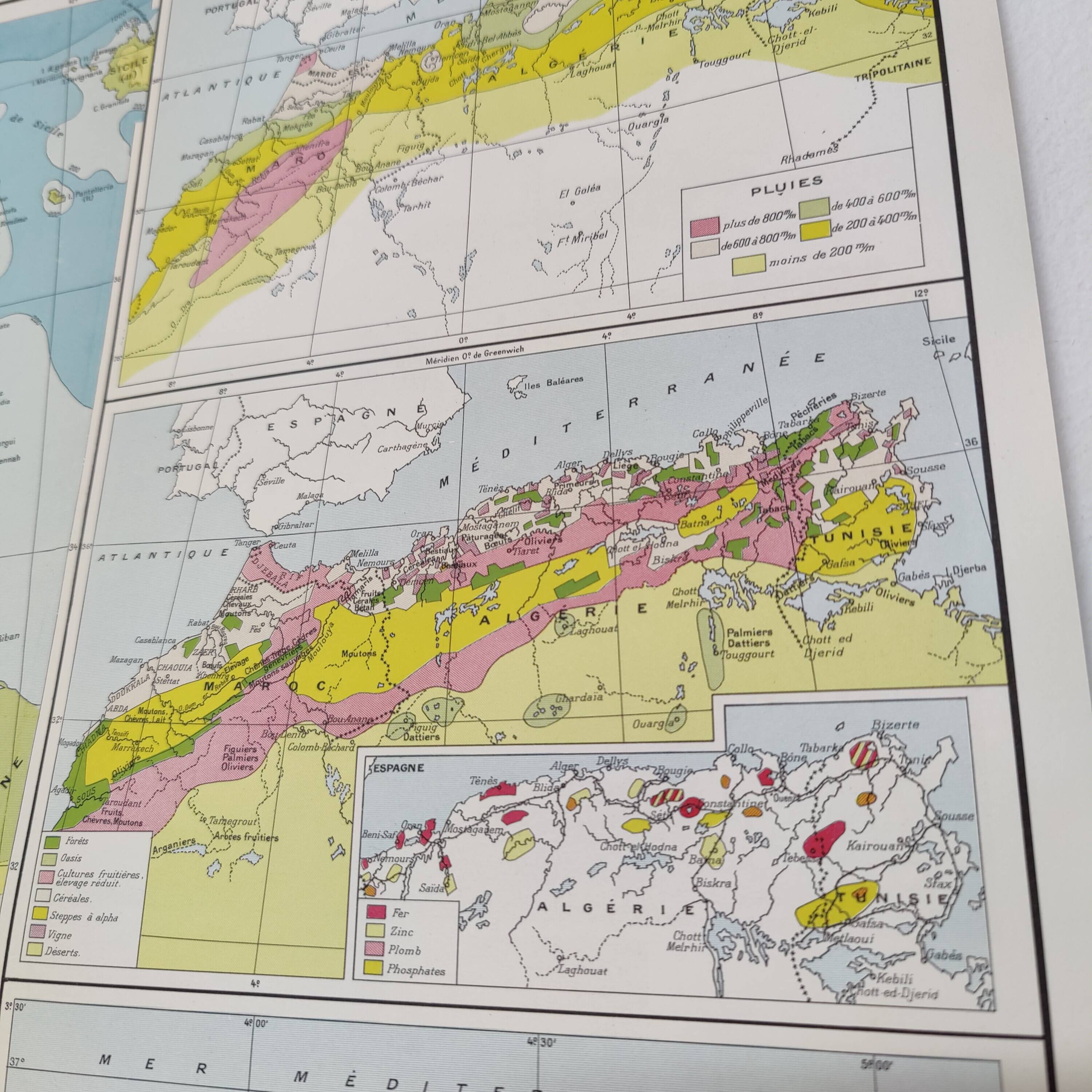 Carte Afrique du Nord 1950