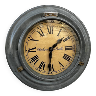 40 cm Brillié functional industrial clock in zinc station pendulum 1920 ato lepaute