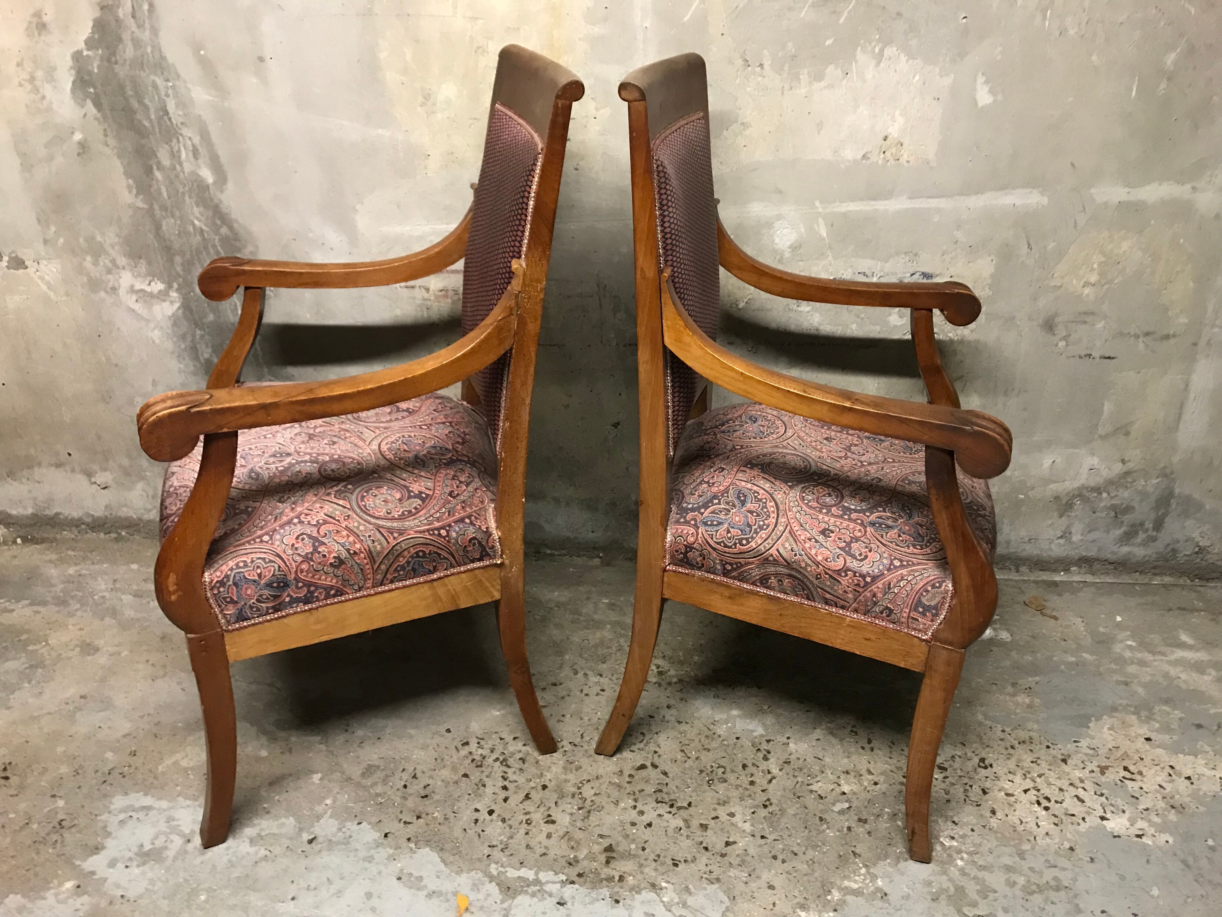 Pair of armchairs to fiddleheads Empire 19th