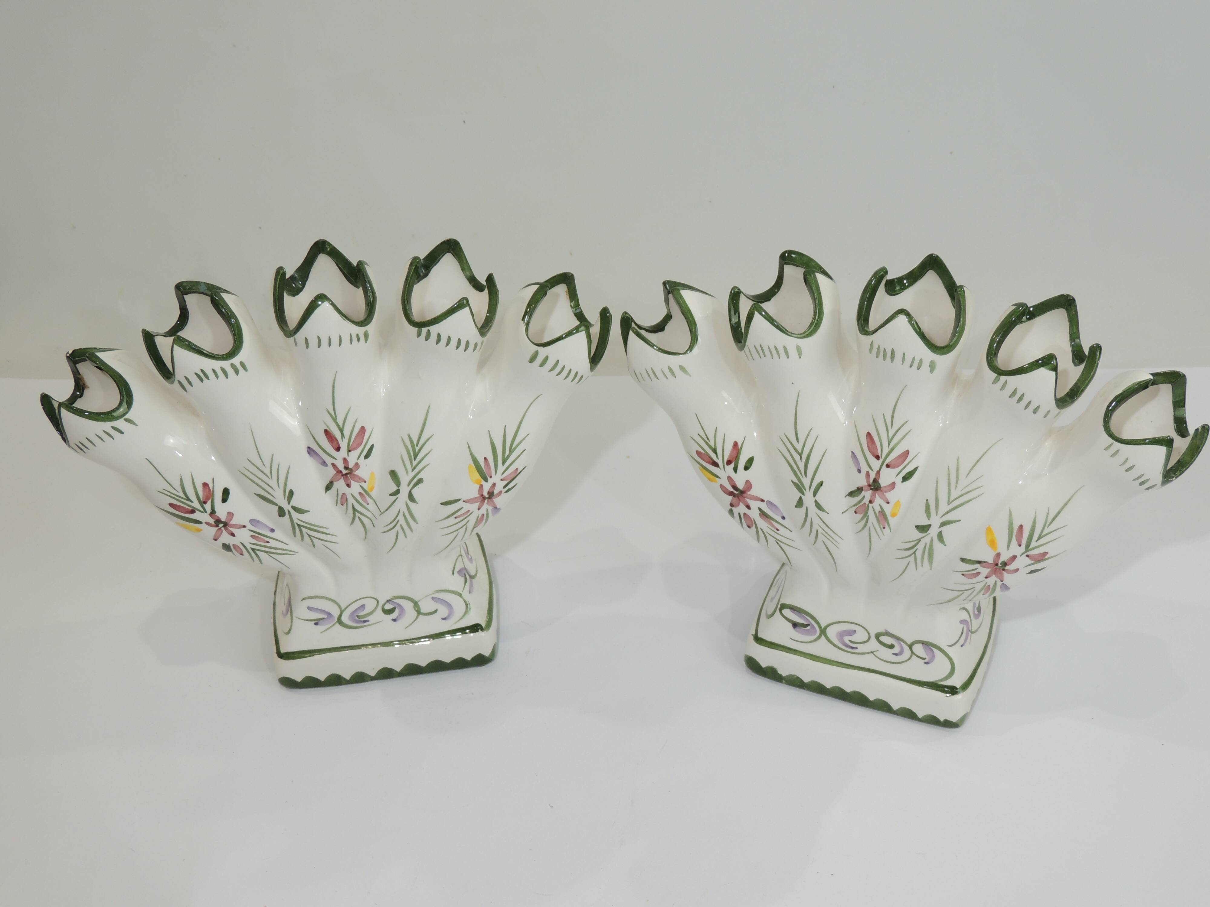 Pair vase soliflore faience/vintage