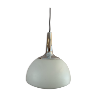 1970s Peill & Putzler Opaline & Chrome Pendant Light