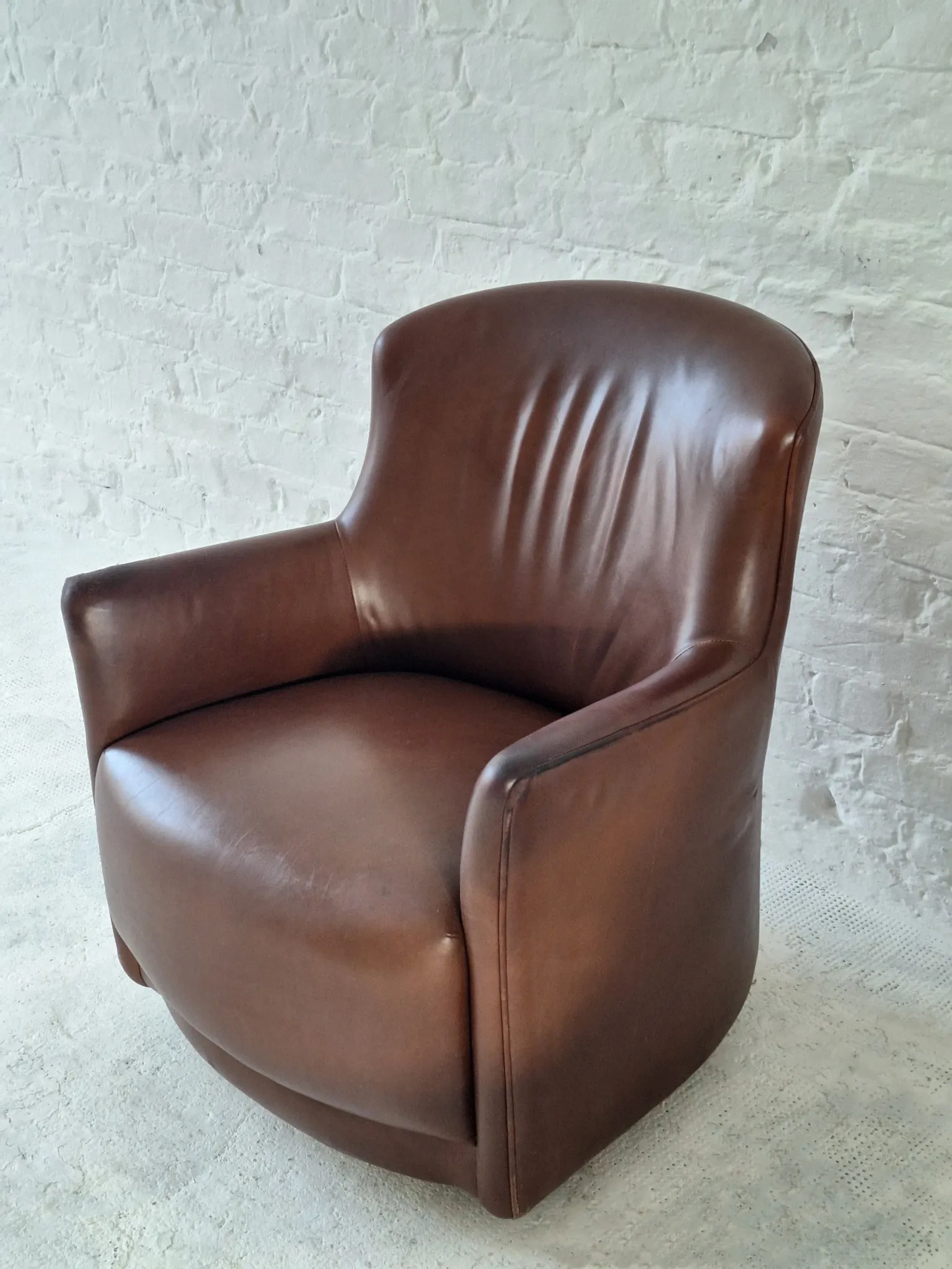 Mid century club chair in cigar-brown patinated leather, 1960s