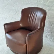 Mid century club chair in cigar-brown patinated leather, 1960s