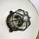Black enamel and cast iron industrial cage pendant light, 1950s
