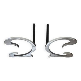 Paire chenets Jean Paul création design 1970