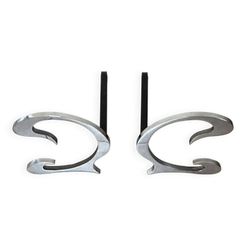 Pair of Jean Paul andirons, design creation, 1970