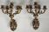 Pair Early 20th Century Rococo Revival Brass 5 Light Candle Wall Sconces