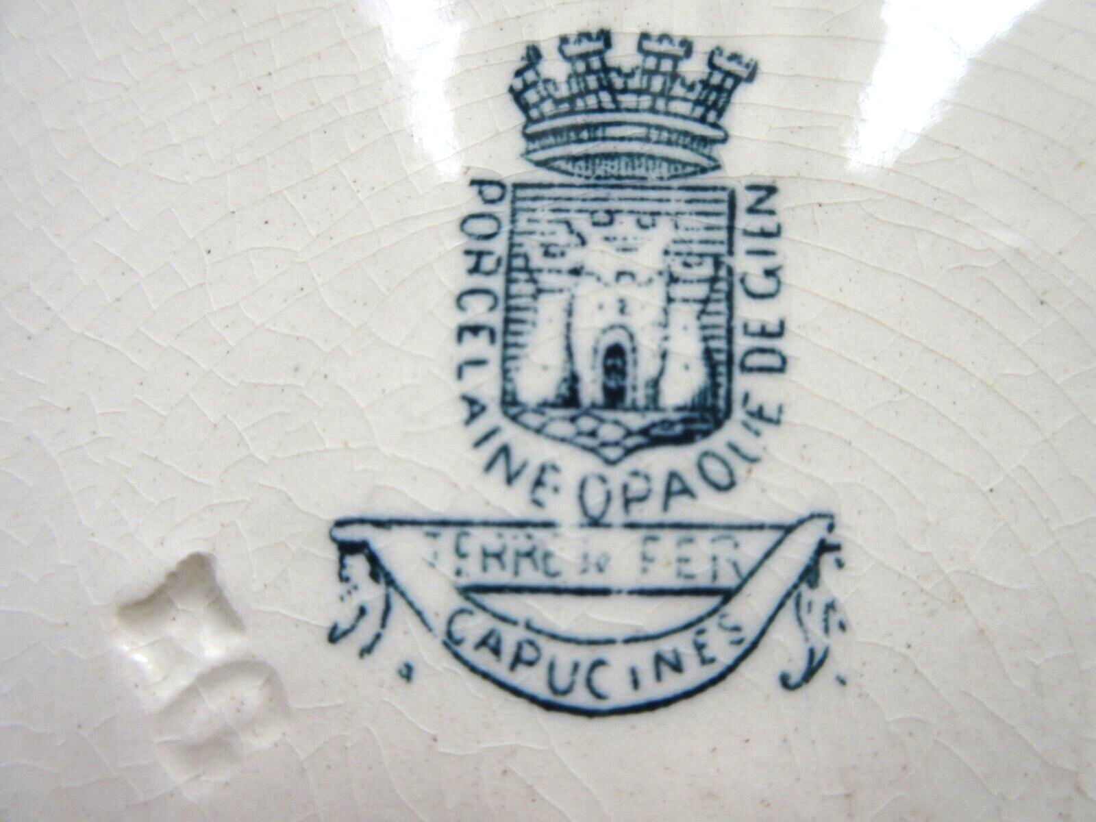 Dessert plate signed gien: capucines model in grey-blue